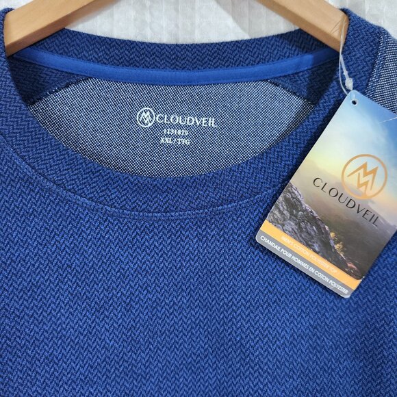 Cloudveil Shirt Men's XXL Blue Long Sleeve Raglan Pullover Chevron Pattern - Picture 3 of 9